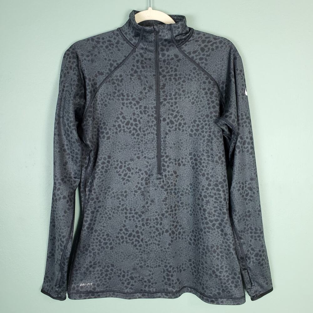 Nike Pro Hyperwarm Half Zip Fitted Dri-Fit Pullover Printed Dot Top Size Large